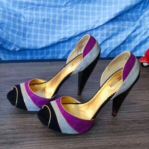 Report Signature peep toe cone heel suede multi-colour size 8